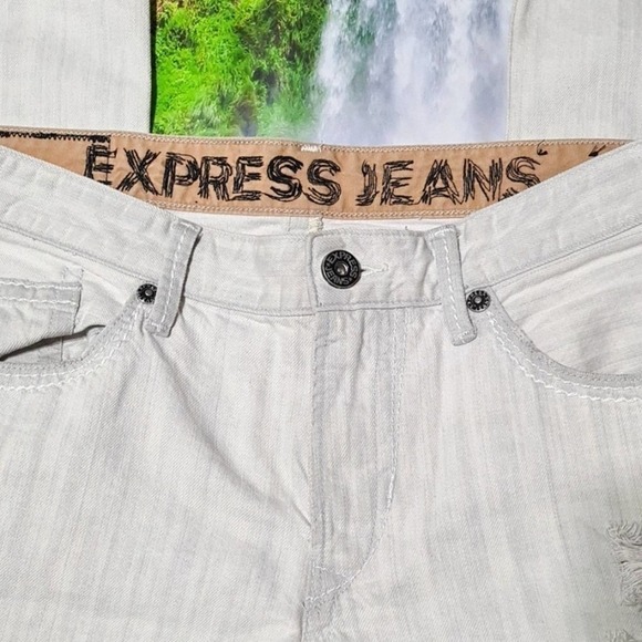 Express Distressed Jeans‎ Cream Size 34x30 - Picture 5 of 7